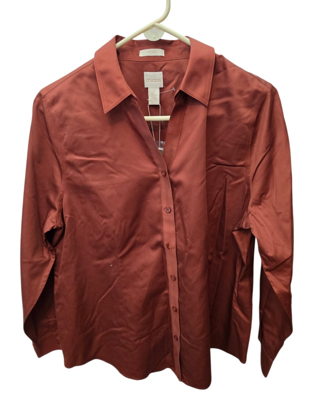 Chico’s Brown Button Front Collared Top Size 2 (L)